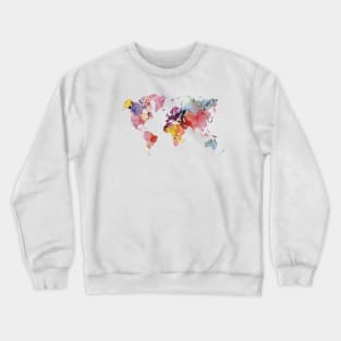 Watercolor world map - rainbow Crewneck Sweatshirt